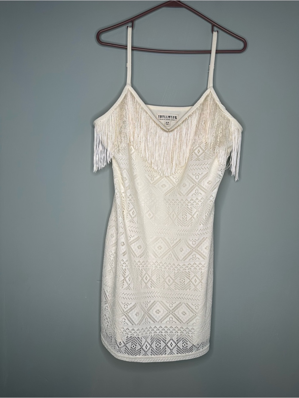 Idyllwind White Fringe Lace Mini Dress